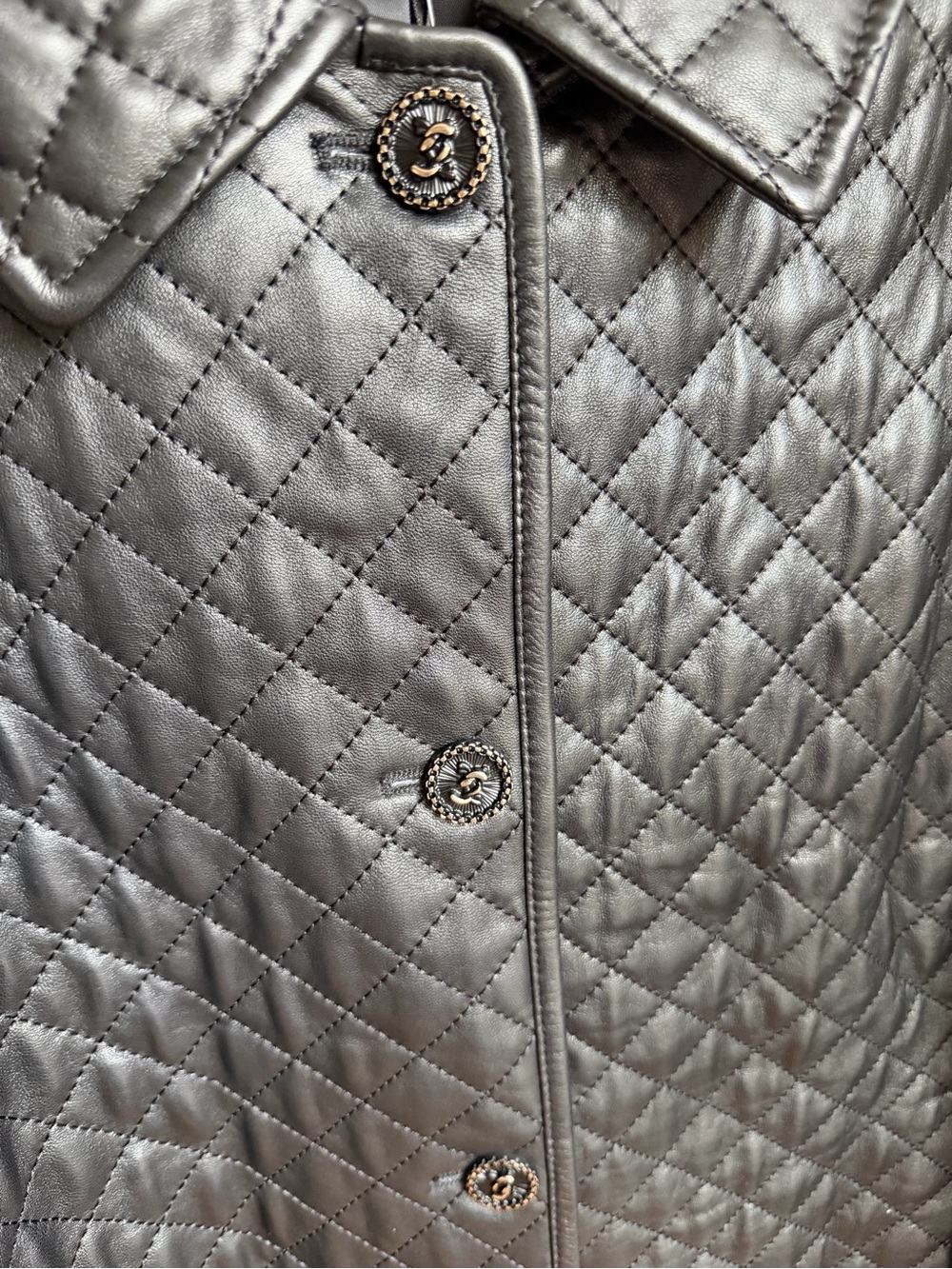 Investments Platinum Suiting Quilted Genuine Lamb Leather Point Collar Jacket - Picture 8 of 14